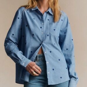 Sezane Tomboy Shirt / Chambray with hearts